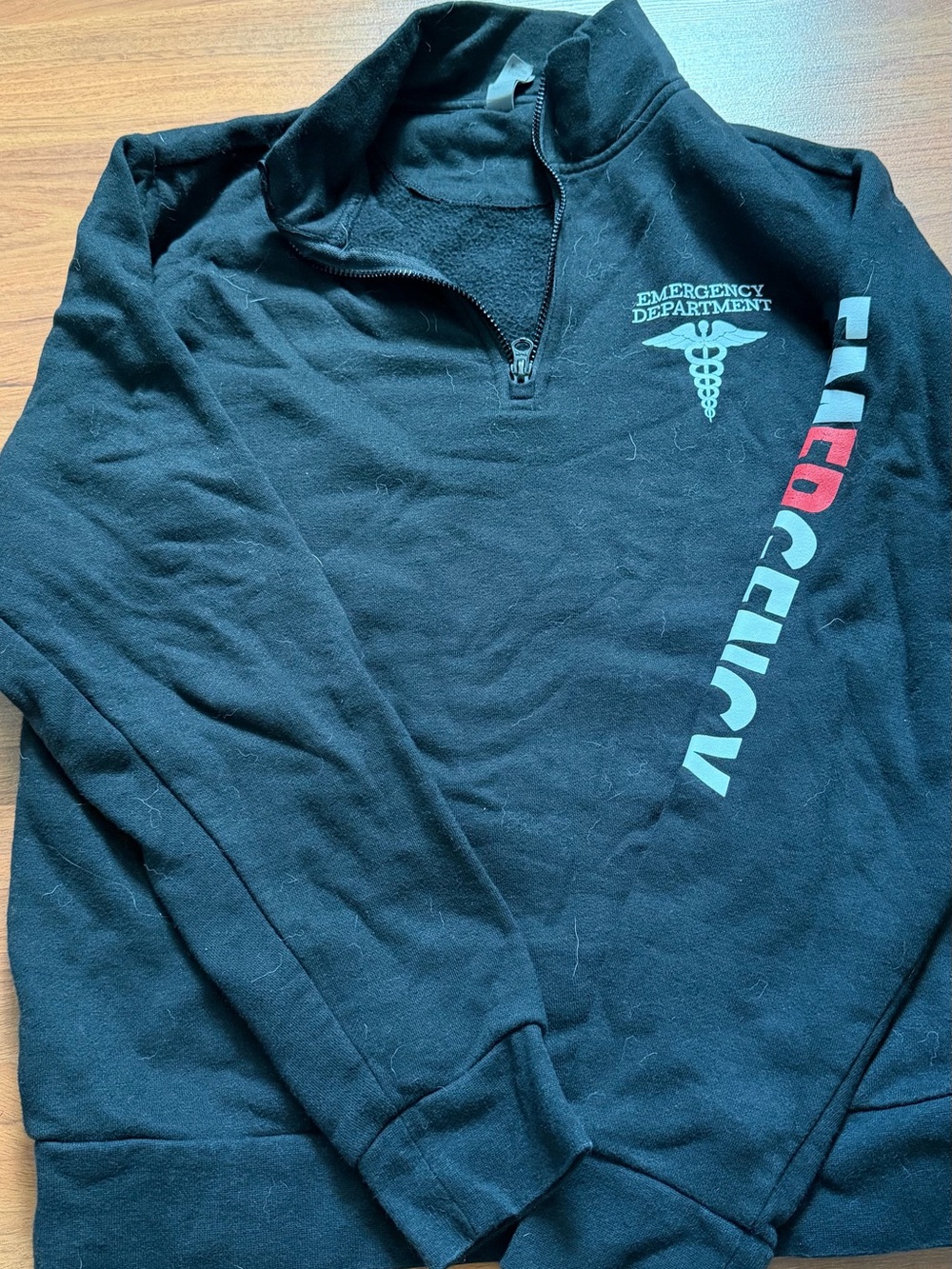 Black "Emergency Department" Half-Zip Pullover Sweatshirt